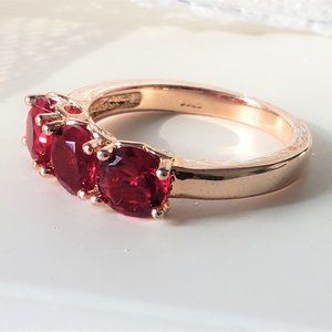 Rose on Rose Sterling Ring Red Sz 8 Womens